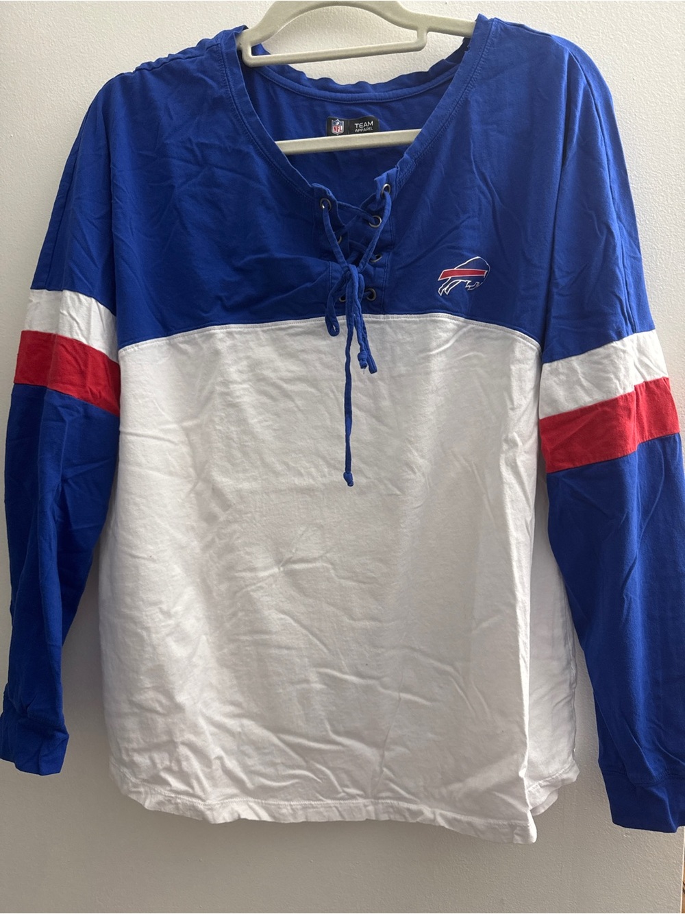 NFL Buffalo Bills Blue White Red Lace-Up Long Sleeve Shirt